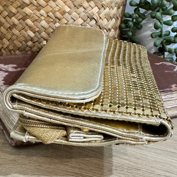 WHITING & DAVIS Vintage Gold Mesh Clutch Flap Wallet - Picture 2 of 7